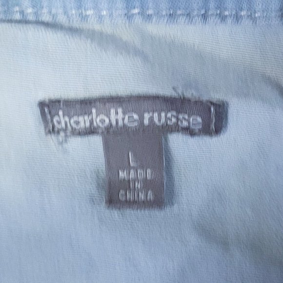 Charlotte Russe Blue Denim Colored Chambray Utility Shirt Women's Large - Picture 3 of 5
